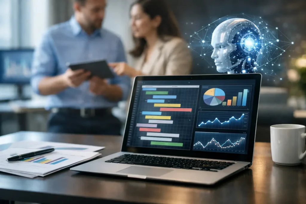 Automated dashboard showing AI for project status reports